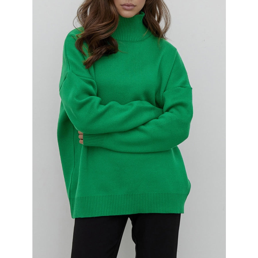 Mock Neck Dropped Shoulder Sweater