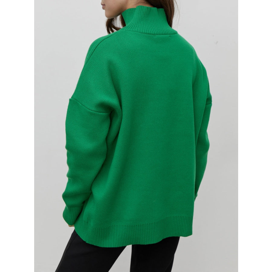 Mock Neck Dropped Shoulder Sweater