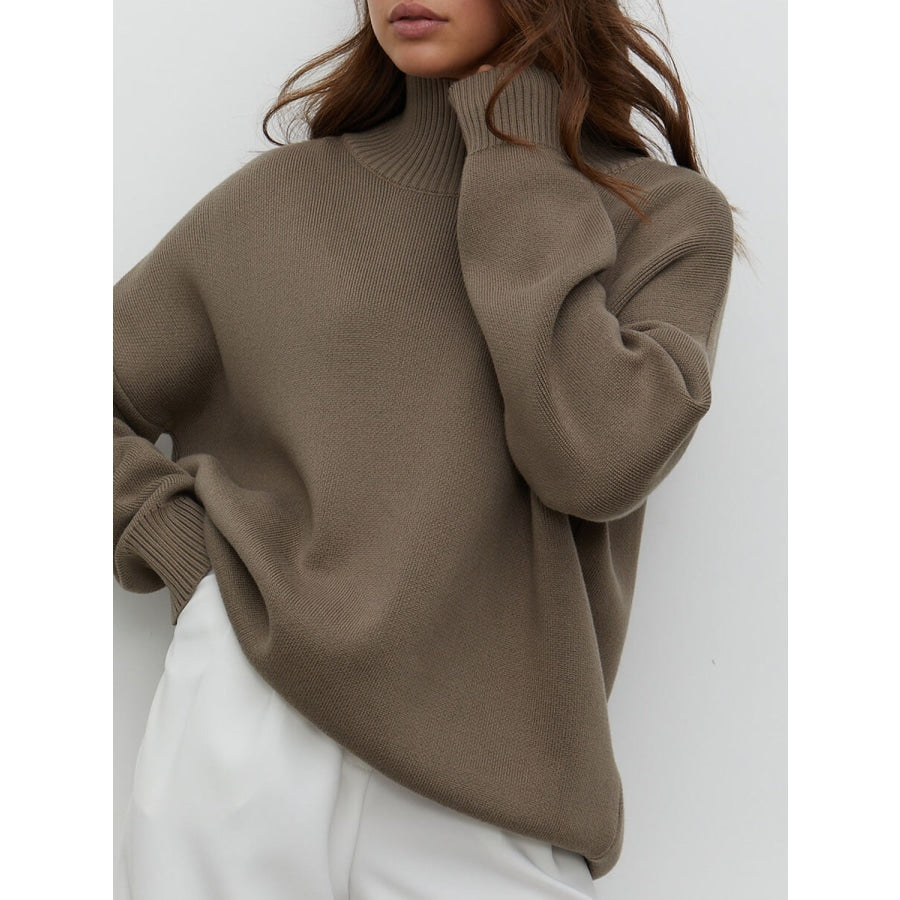 Mock Neck Dropped Shoulder Sweater