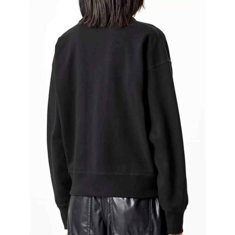 Mock Neck Dropped Shoulder Sweatshirt Apparel and Accessories