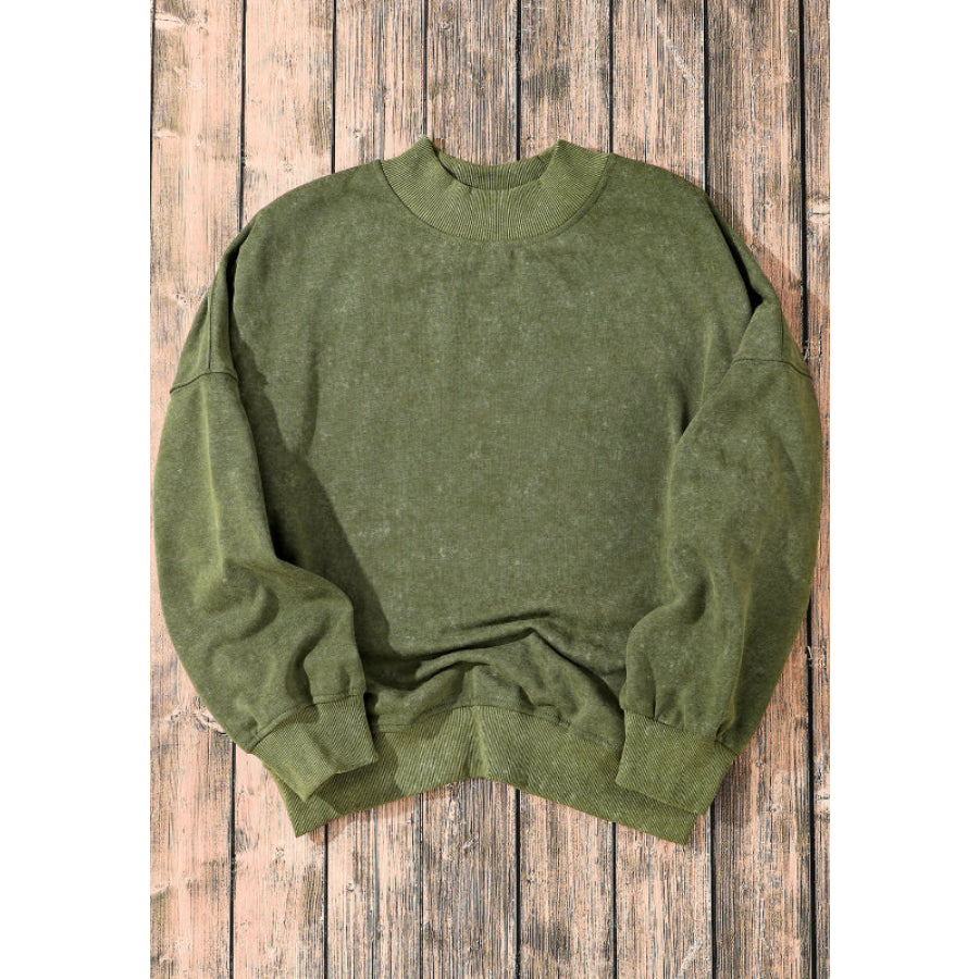 Mock Neck Dropped Shoulder Sweatshirt Apparel and Accessories