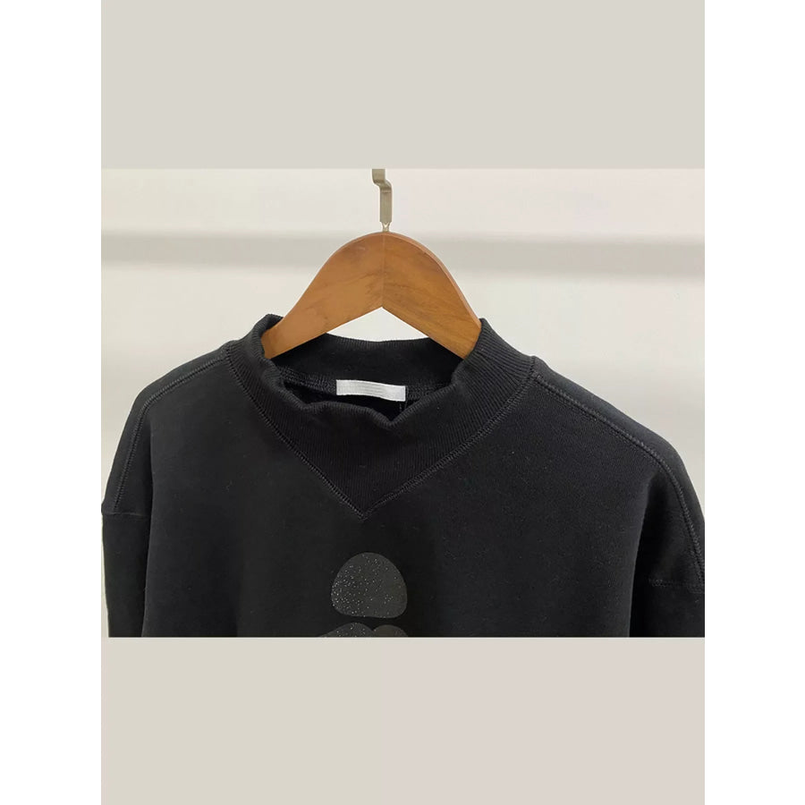 Mock Neck Dropped Shoulder Sweatshirt Apparel and Accessories