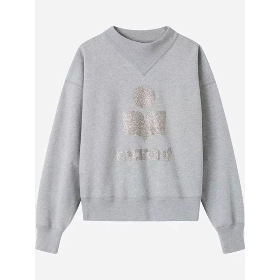 Mock Neck Dropped Shoulder Sweatshirt Apparel and Accessories