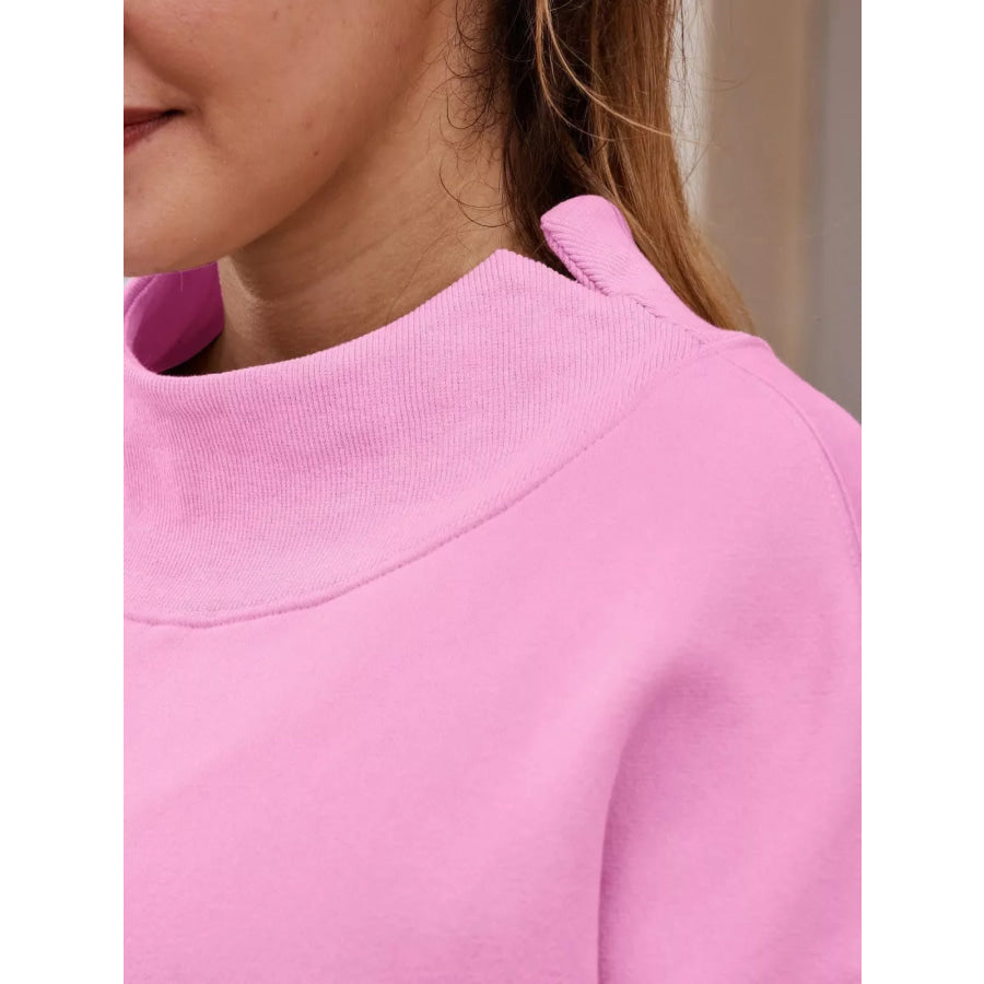 Mock Neck Dropped Shoulder Sweatshirt Apparel and Accessories