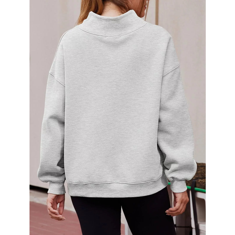 Mock Neck Dropped Shoulder Sweatshirt Apparel and Accessories