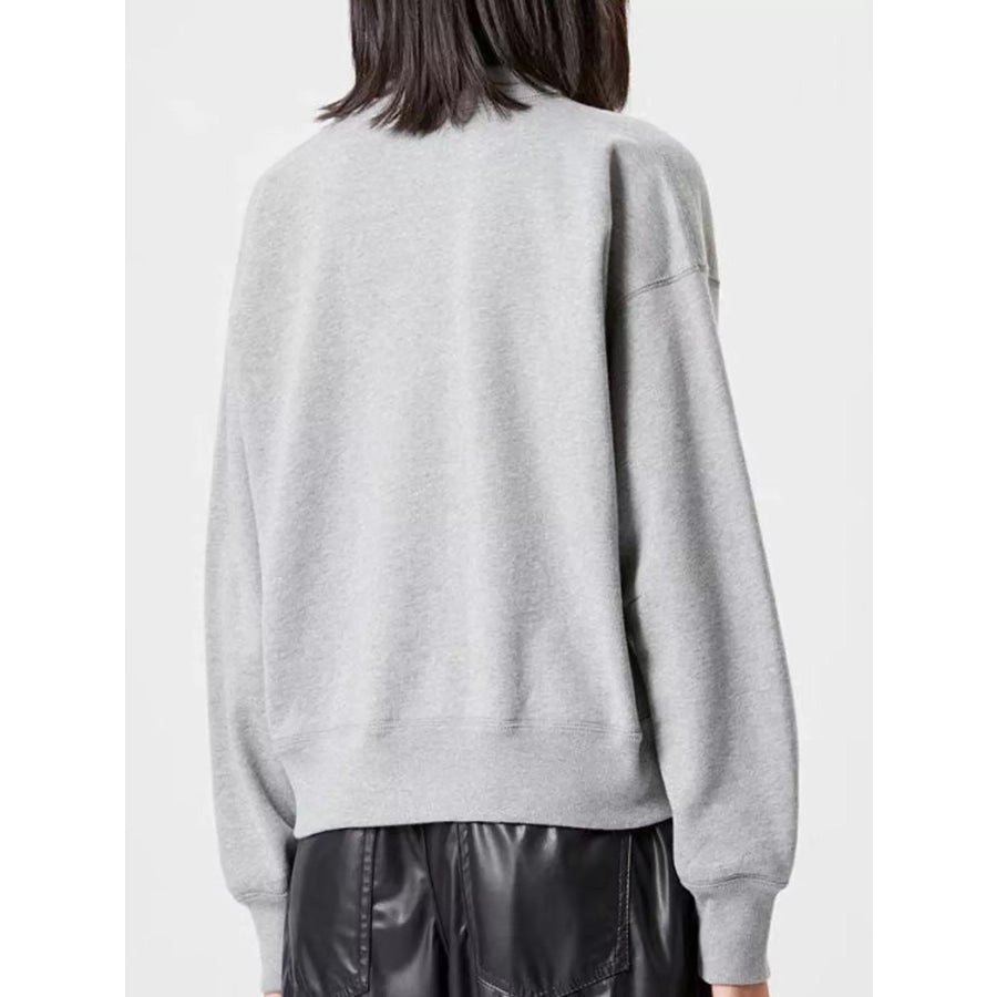 Mock Neck Dropped Shoulder Sweatshirt Apparel and Accessories