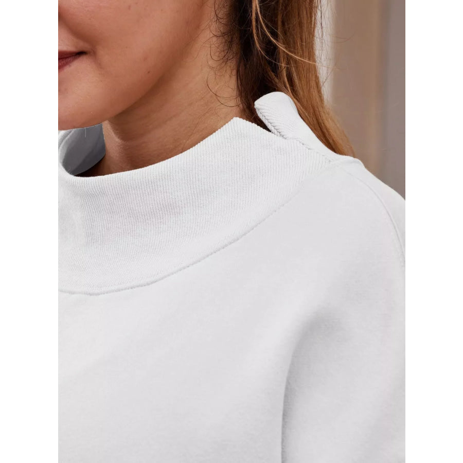 Mock Neck Dropped Shoulder Sweatshirt Apparel and Accessories