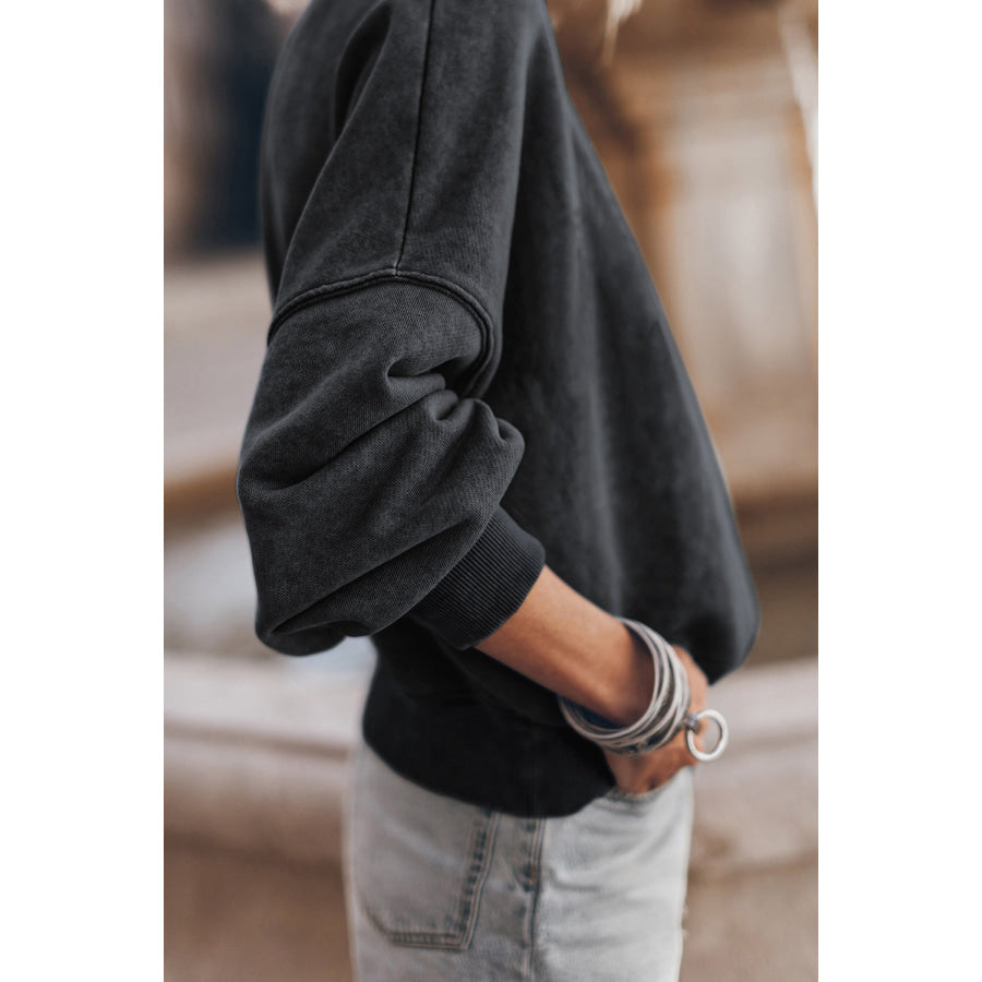 Mock Neck Dropped Shoulder Sweatshirt Apparel and Accessories