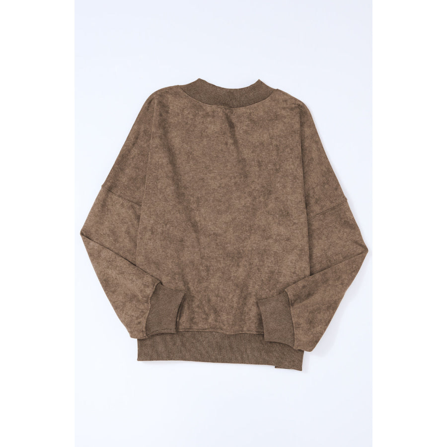 Mock Neck Dropped Shoulder Sweatshirt Apparel and Accessories