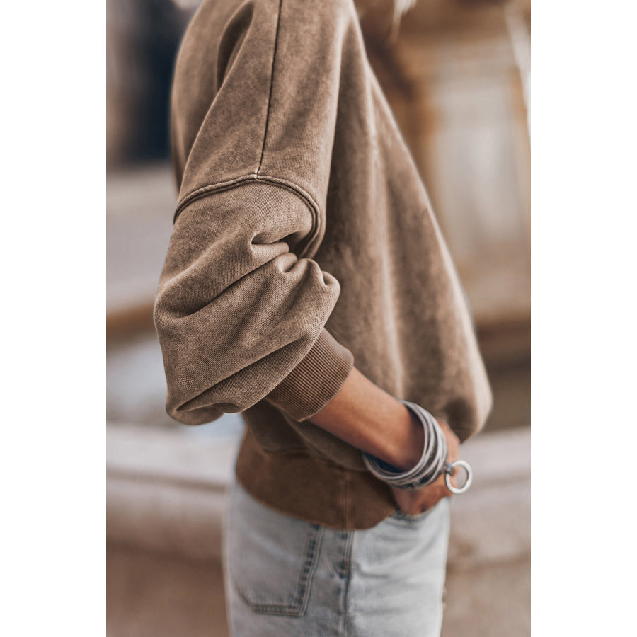 Mock Neck Dropped Shoulder Sweatshirt Apparel and Accessories