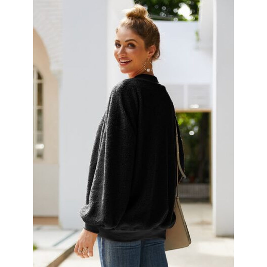 Mock Neck Dropped Shoulder Sweatshirt Apparel and Accessories