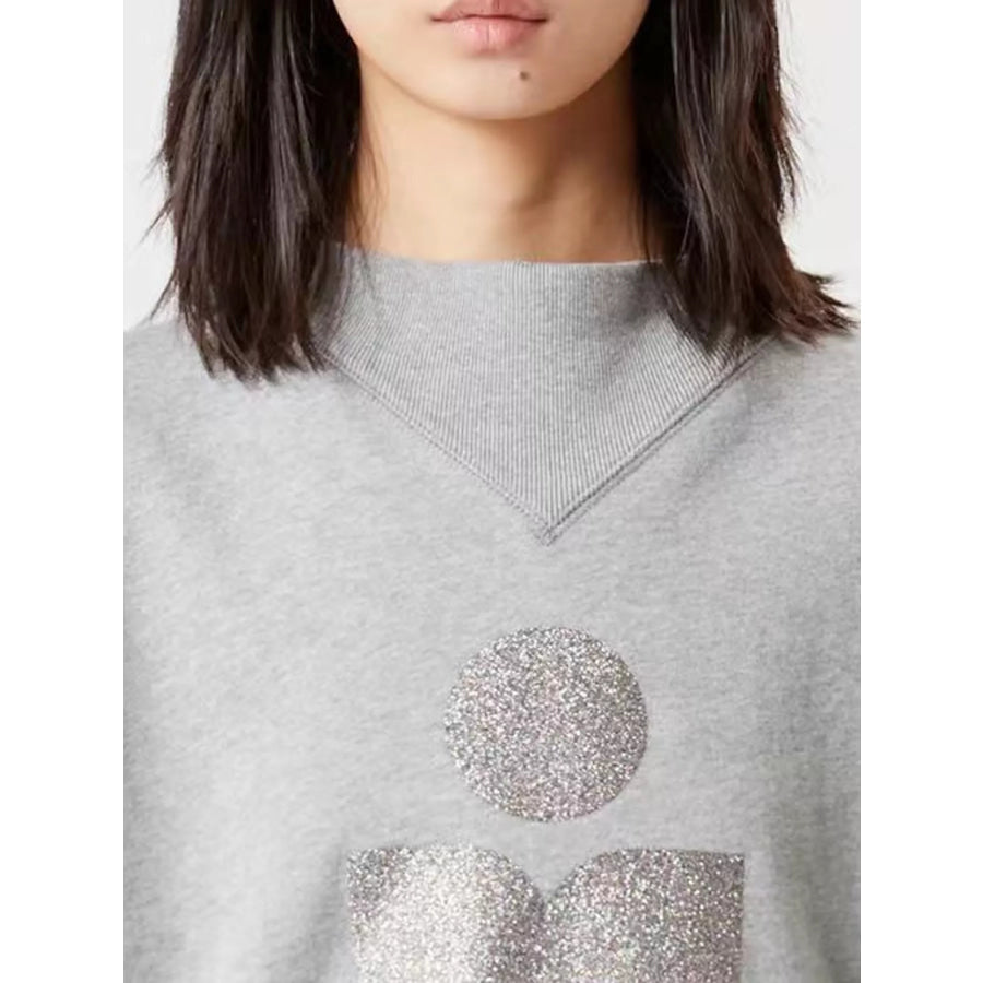 Mock Neck Dropped Shoulder Sweatshirt Apparel and Accessories