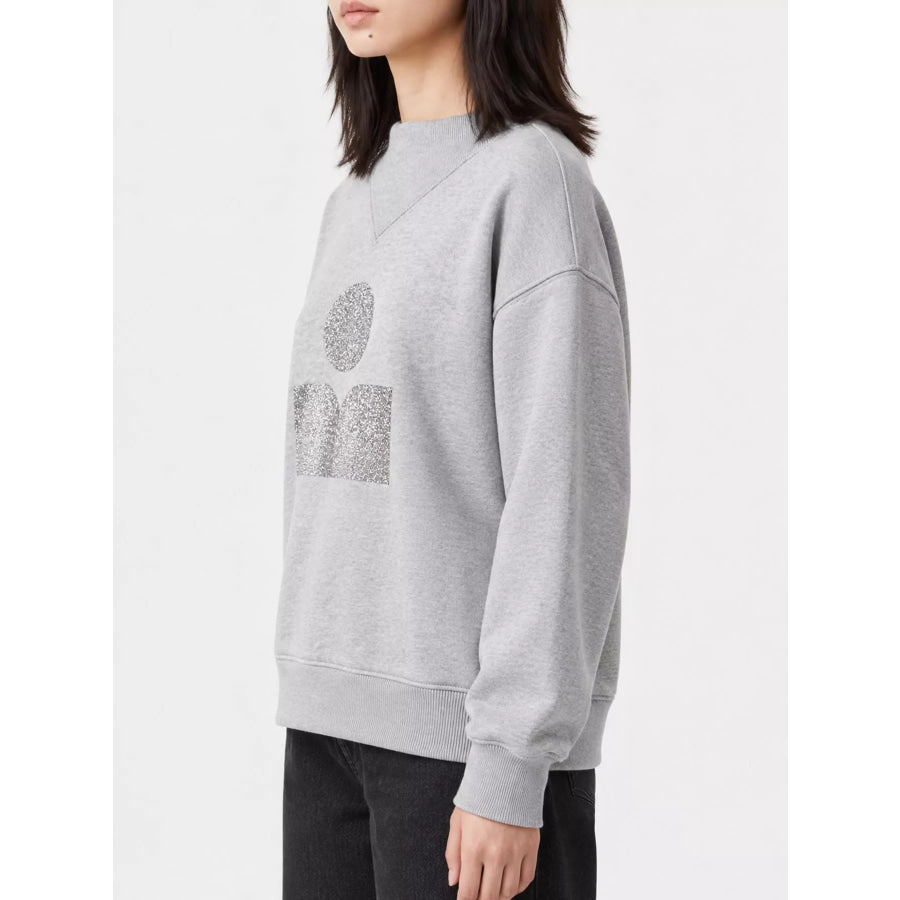 Mock Neck Dropped Shoulder Sweatshirt Apparel and Accessories
