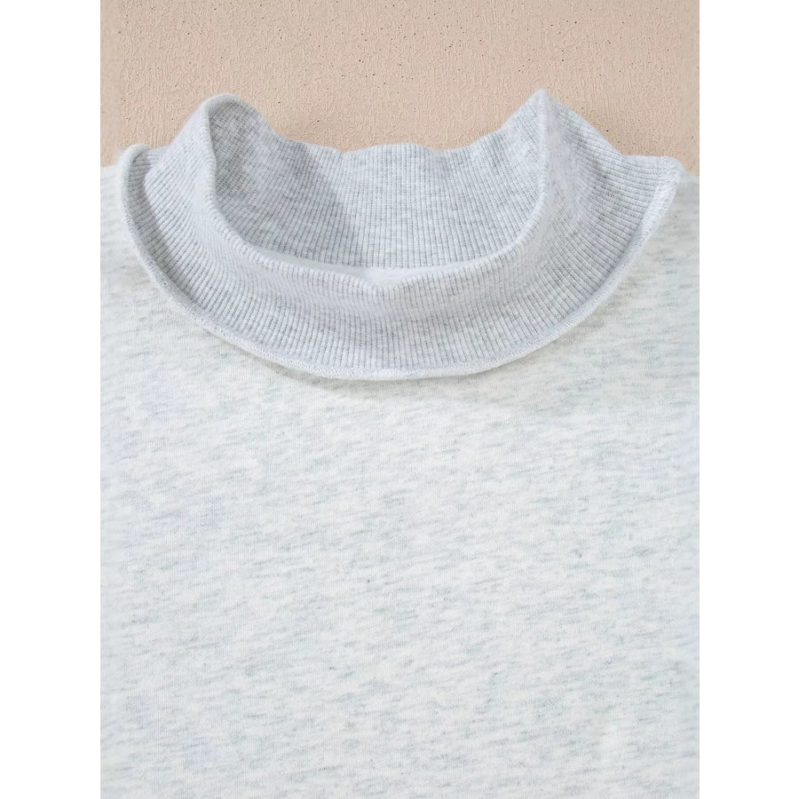 Mock Neck Exposed Seam Long Sleeve Sweatshirt Apparel and Accessories