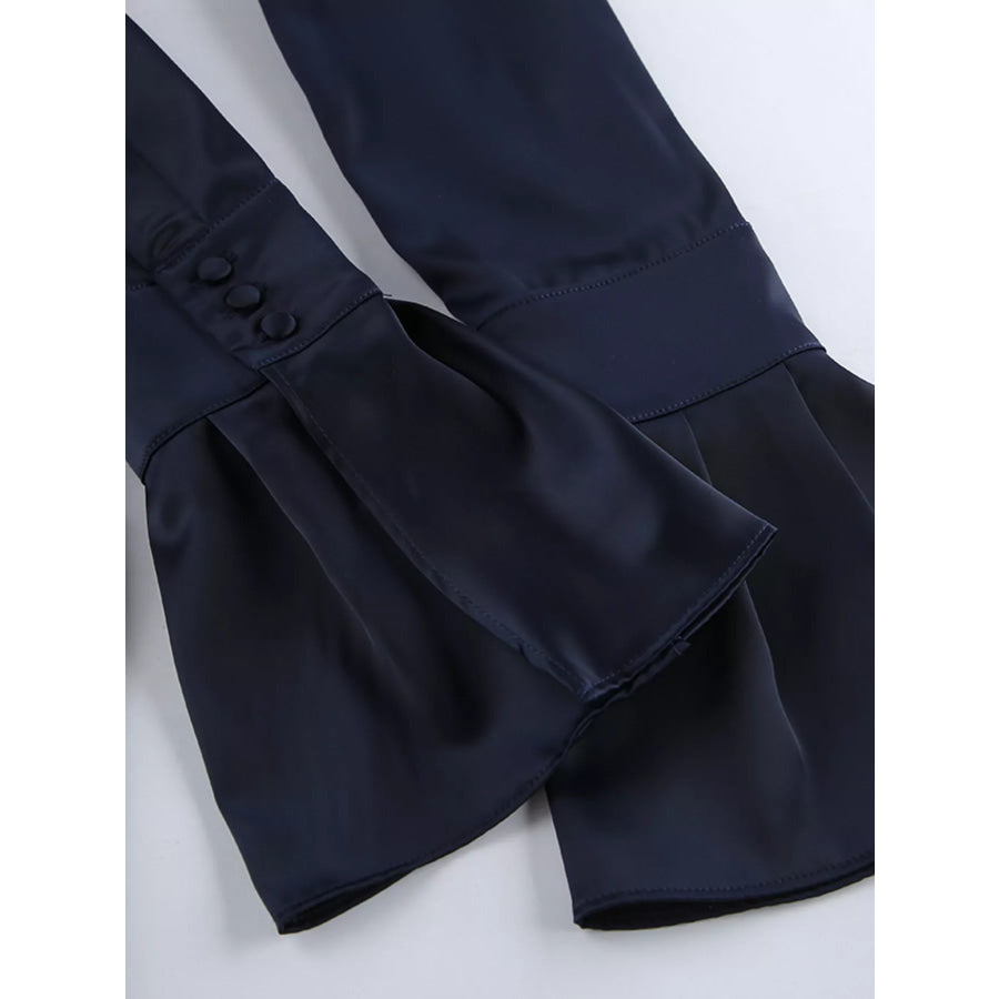 Mock Neck Flounce Sleeve Dress Apparel and Accessories