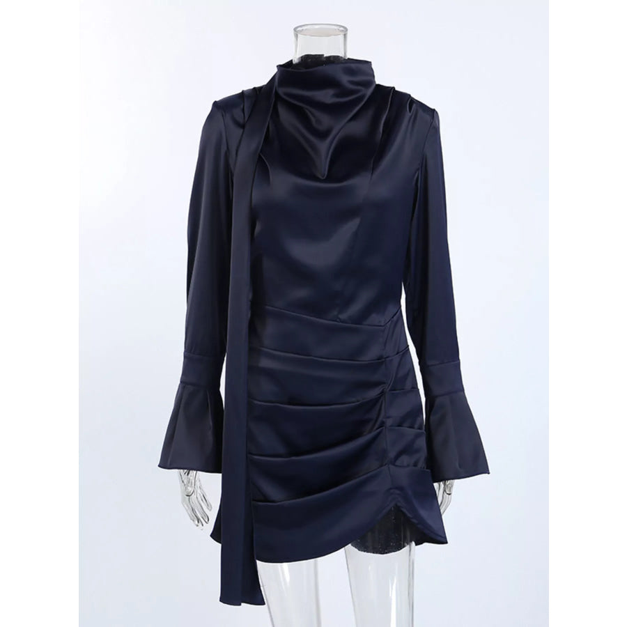 Mock Neck Flounce Sleeve Dress Apparel and Accessories