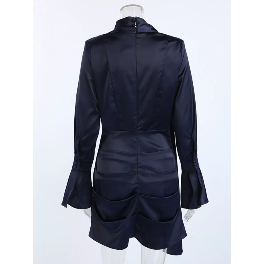 Mock Neck Flounce Sleeve Dress Apparel and Accessories