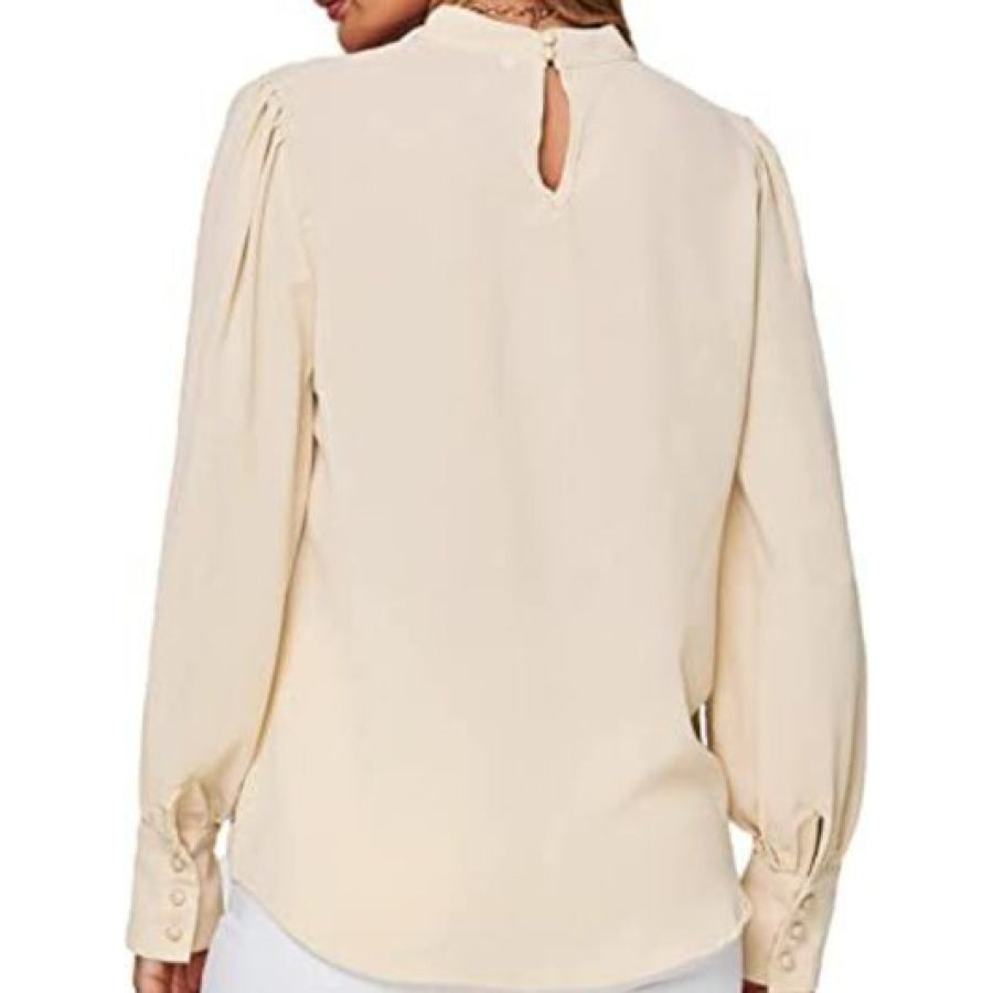 Mock Neck Lantern Sleeve Shirt Clothing