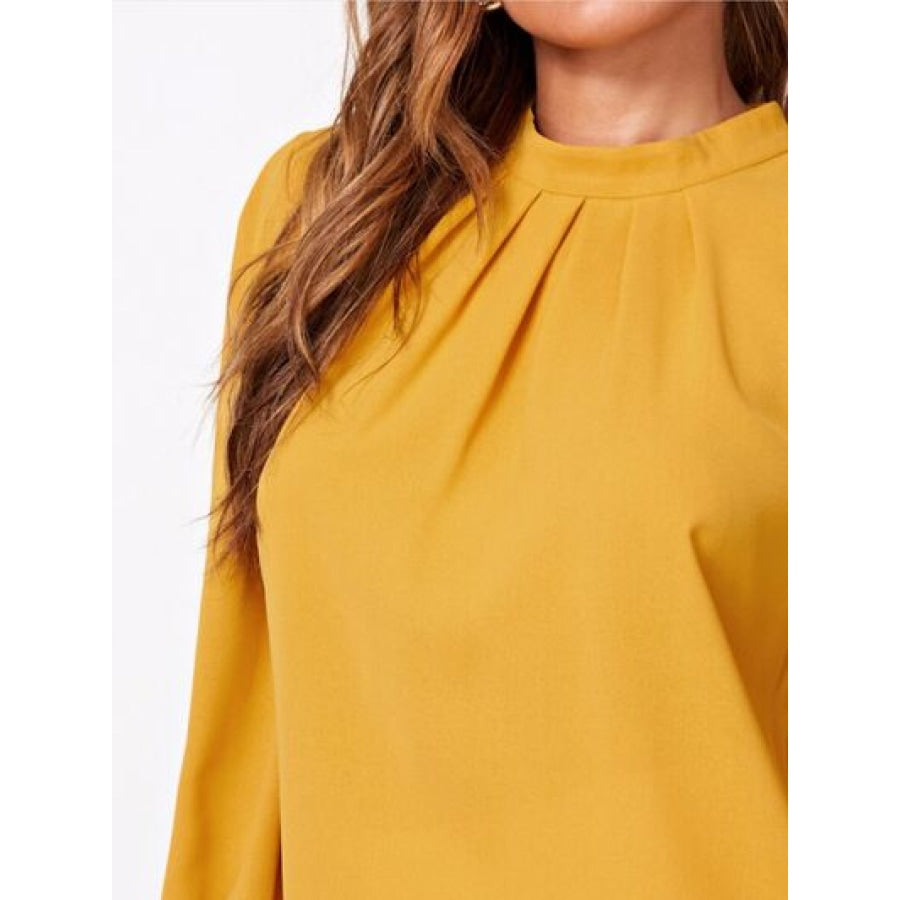 Mock Neck Lantern Sleeve Shirt Clothing