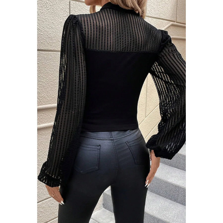 Mock Neck Long Sleeve Blouse Apparel and Accessories