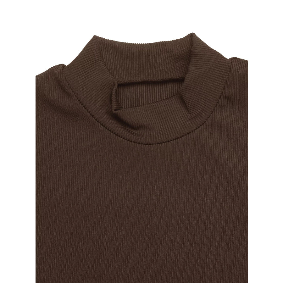 Mock Neck Long Sleeve Midi Dress Apparel and Accessories