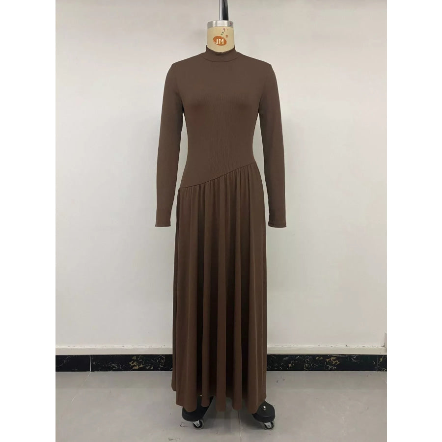 Mock Neck Long Sleeve Midi Dress Apparel and Accessories