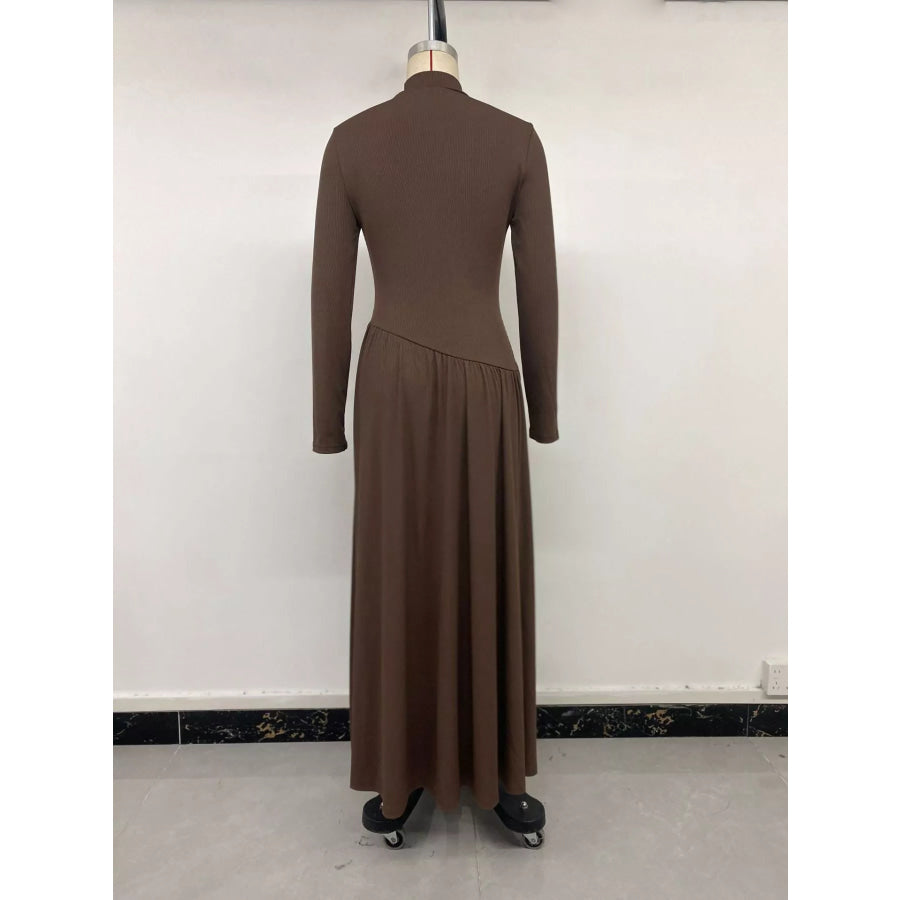 Mock Neck Long Sleeve Midi Dress Apparel and Accessories