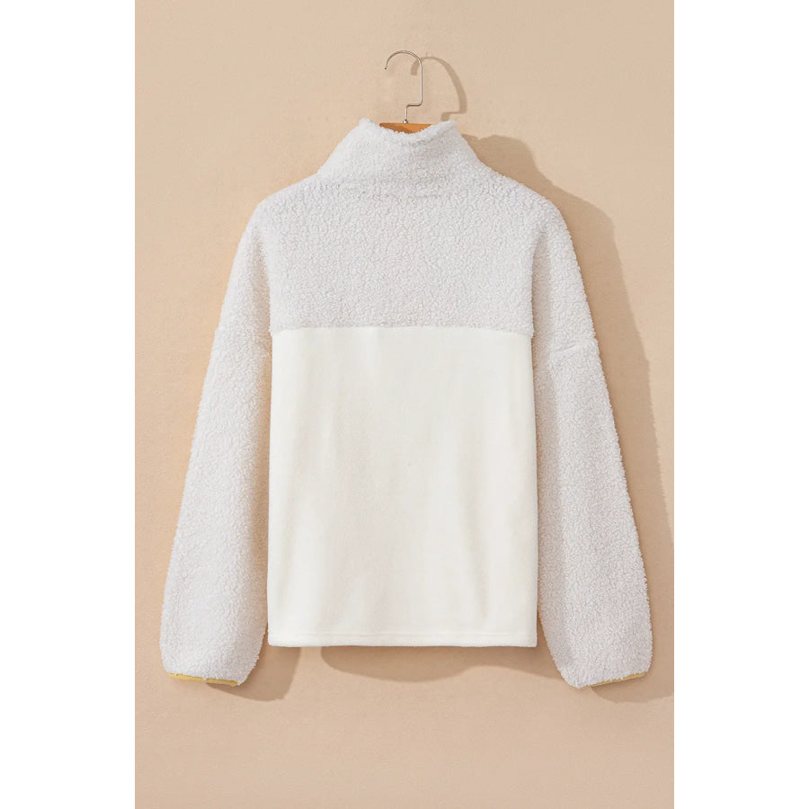 Mock Neck Long Sleeve Sherpa Sweatshirt Apparel and Accessories