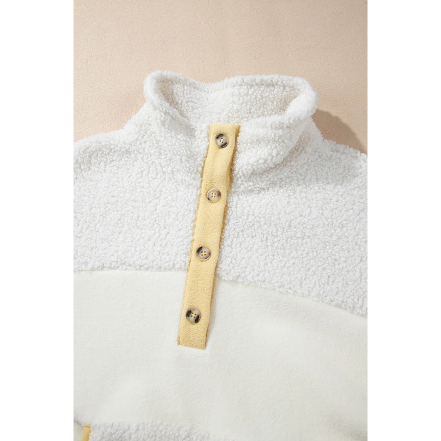 Mock Neck Long Sleeve Sherpa Sweatshirt Apparel and Accessories