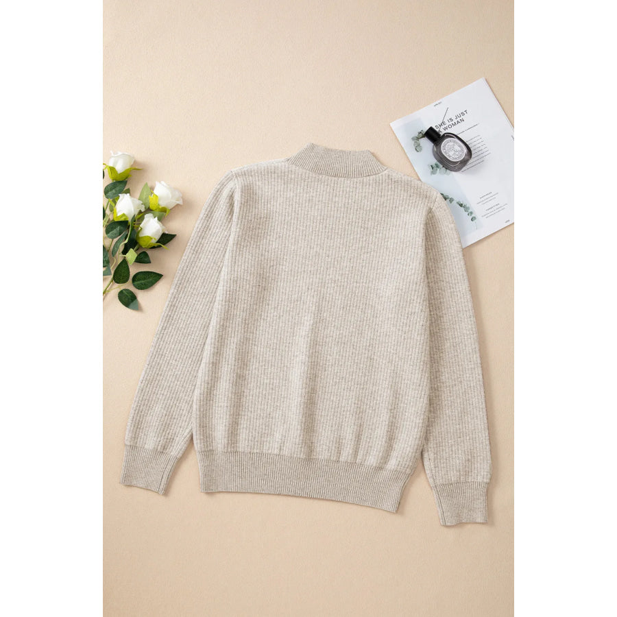 Mock Neck Long Sleeve Sweater Apparel and Accessories