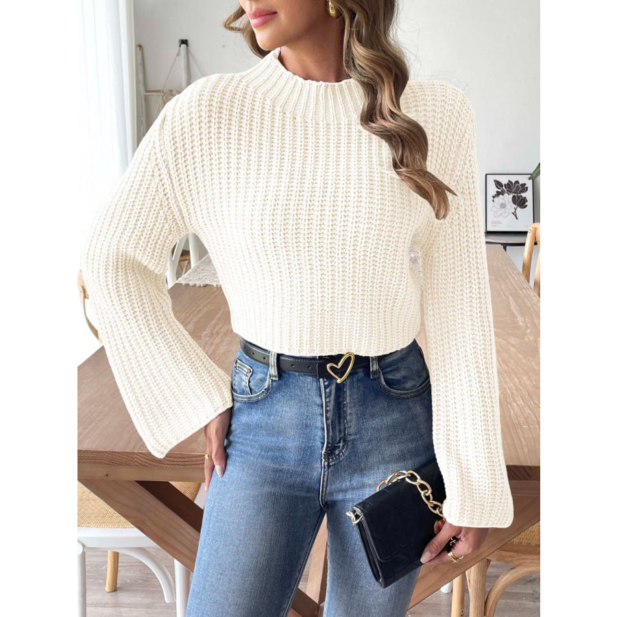 Mock Neck Long Sleeve Sweater Apparel and Accessories