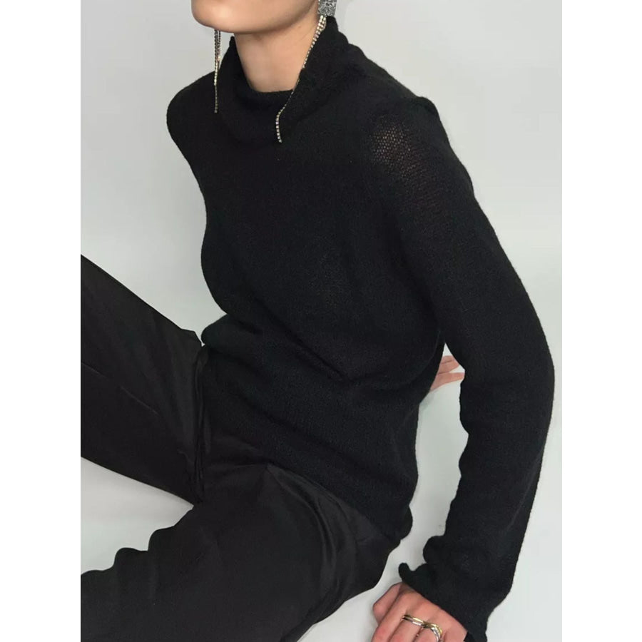 Mock Neck Long Sleeve Sweater Apparel and Accessories