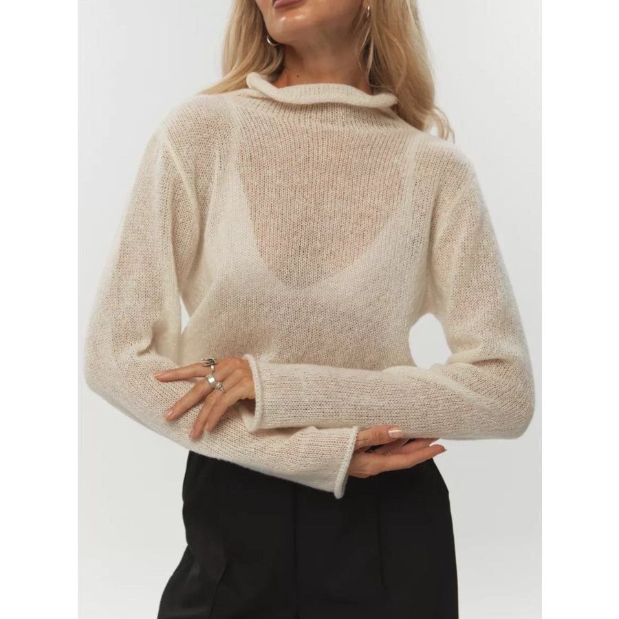 Mock Neck Long Sleeve Sweater Apparel and Accessories