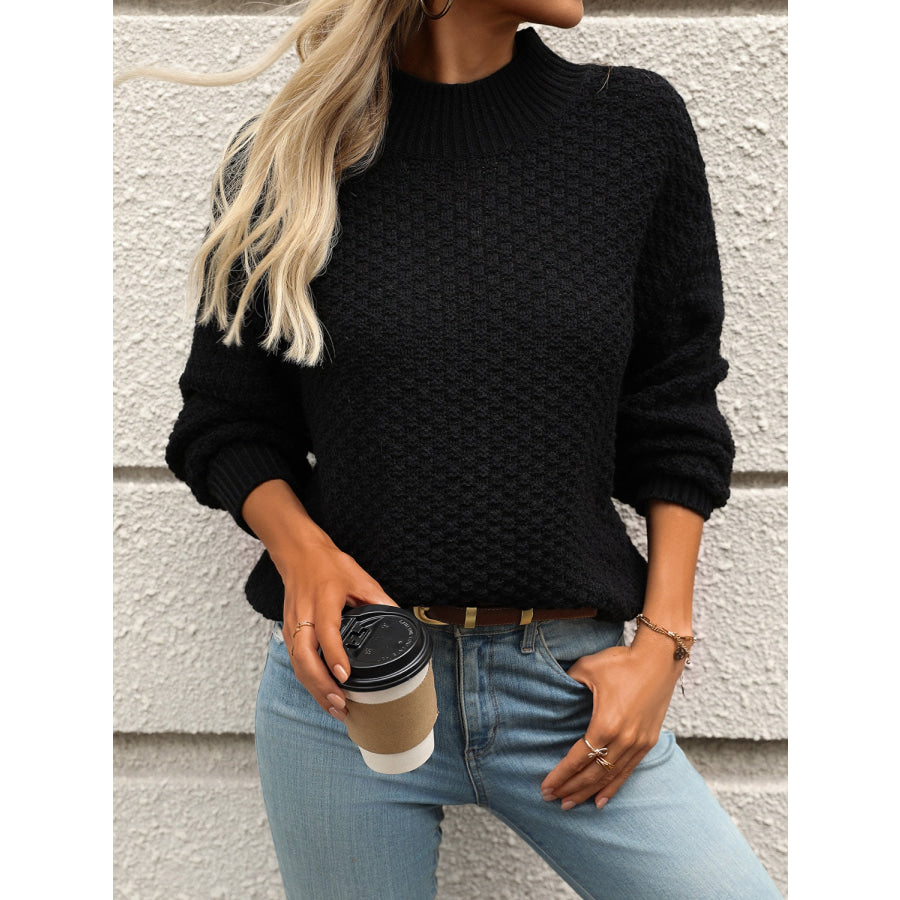 Mock Neck Long Sleeve Sweater Apparel and Accessories