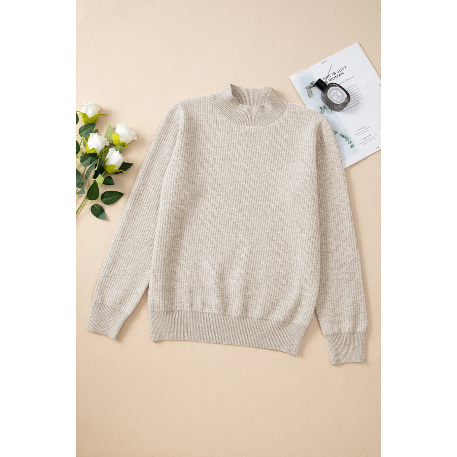 Mock Neck Long Sleeve Sweater Apparel and Accessories