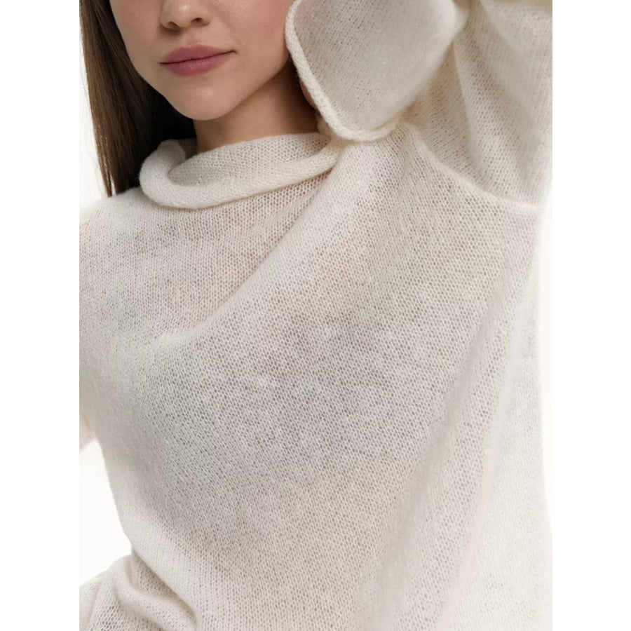 Mock Neck Long Sleeve Sweater Apparel and Accessories