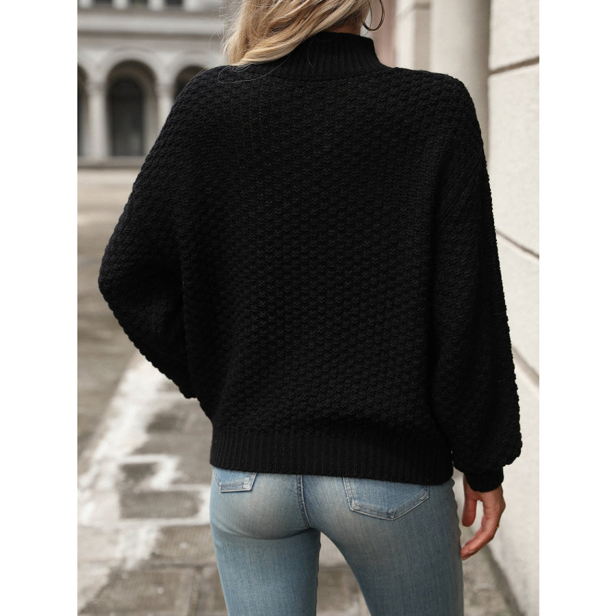 Mock Neck Long Sleeve Sweater Apparel and Accessories