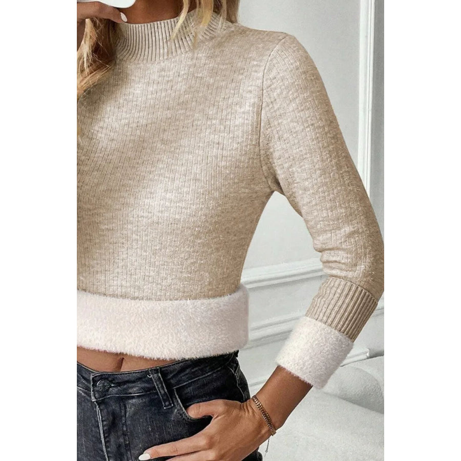 Mock Neck Long Sleeve Sweater Apparel and Accessories