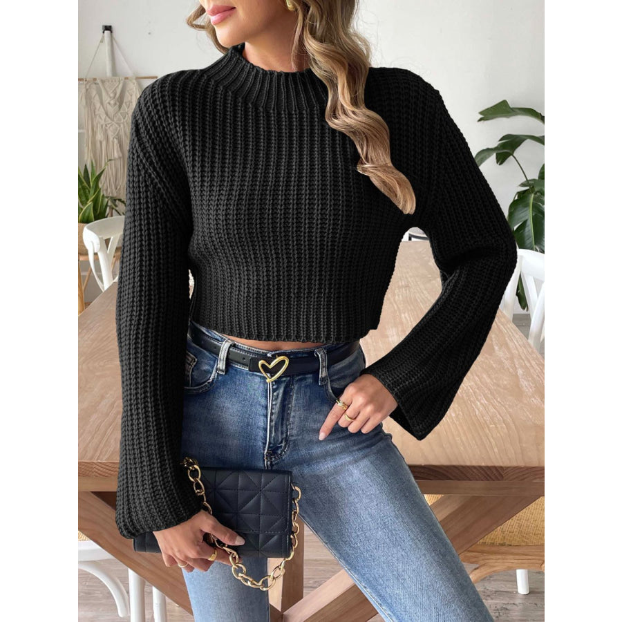 Mock Neck Long Sleeve Sweater Apparel and Accessories