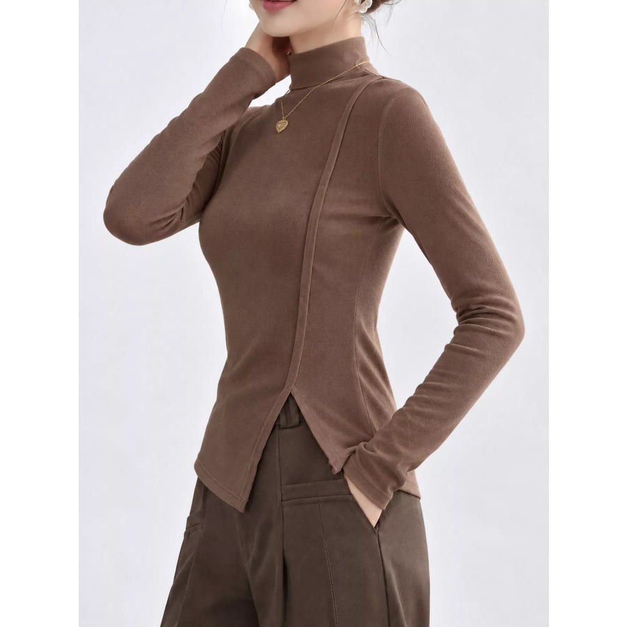 Mock Neck Long Sleeve T-Shirt Apparel and Accessories