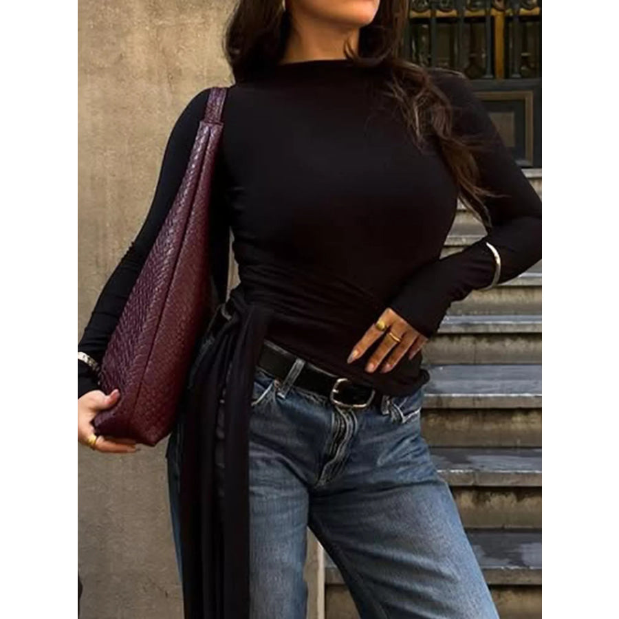 Mock Neck Long Sleeve T-Shirt Apparel and Accessories