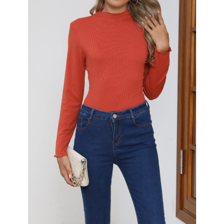 Mock Neck Long Sleeve T-Shirt Apparel and Accessories