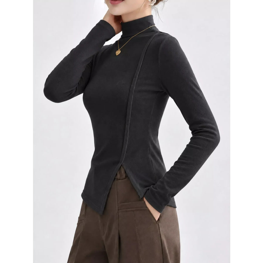 Mock Neck Long Sleeve T-Shirt Apparel and Accessories