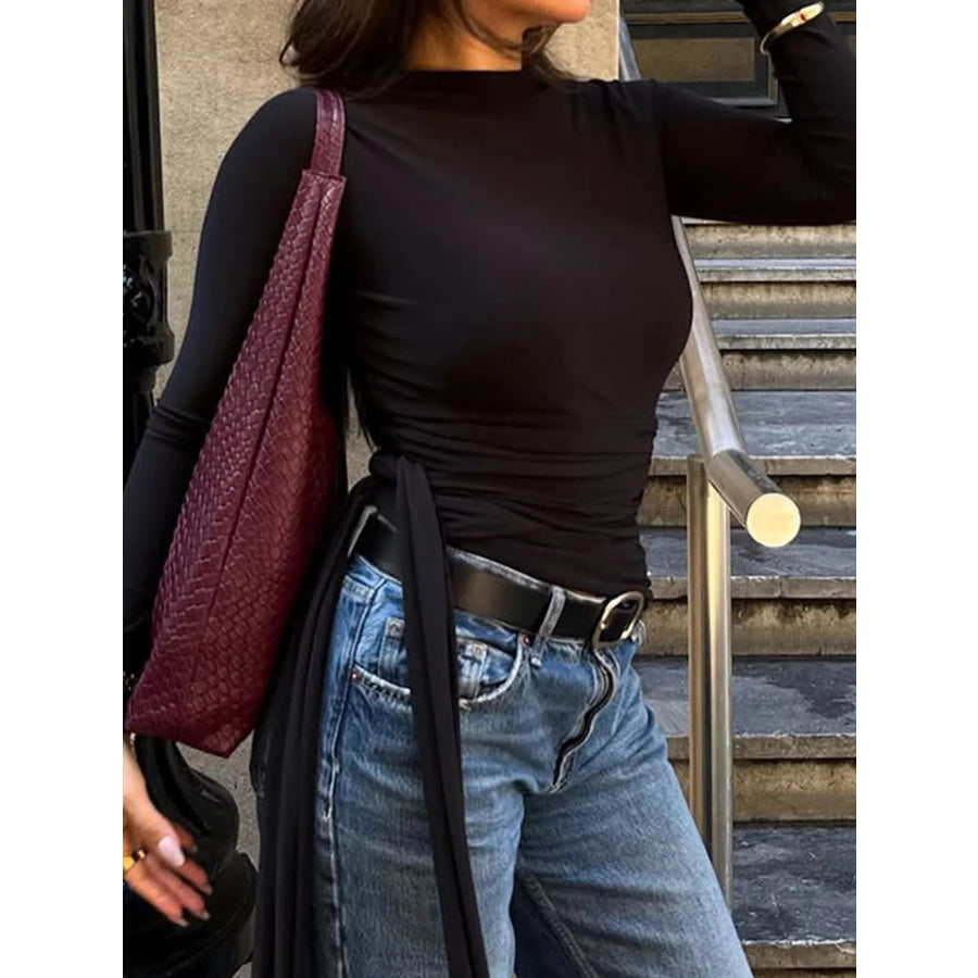 Mock Neck Long Sleeve T-Shirt Apparel and Accessories