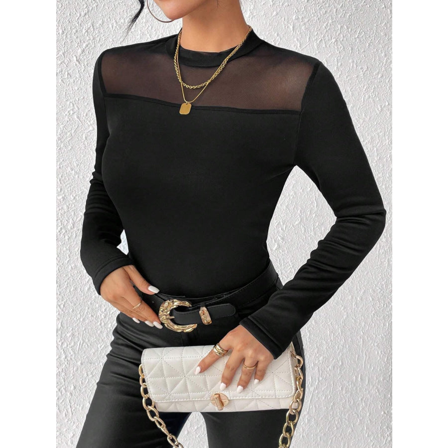 Mock Neck Long Sleeve T-Shirt Apparel and Accessories