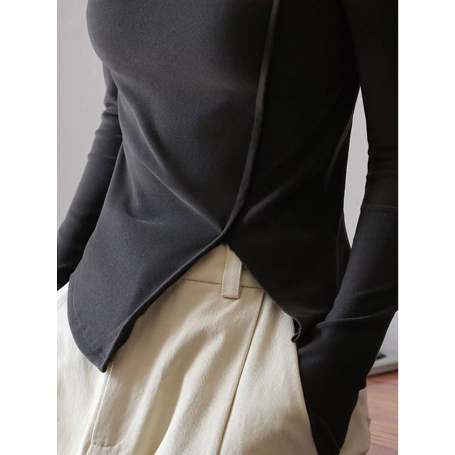 Mock Neck Long Sleeve T-Shirt Apparel and Accessories