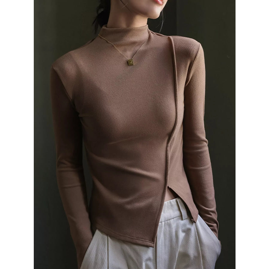 Mock Neck Long Sleeve T-Shirt Apparel and Accessories
