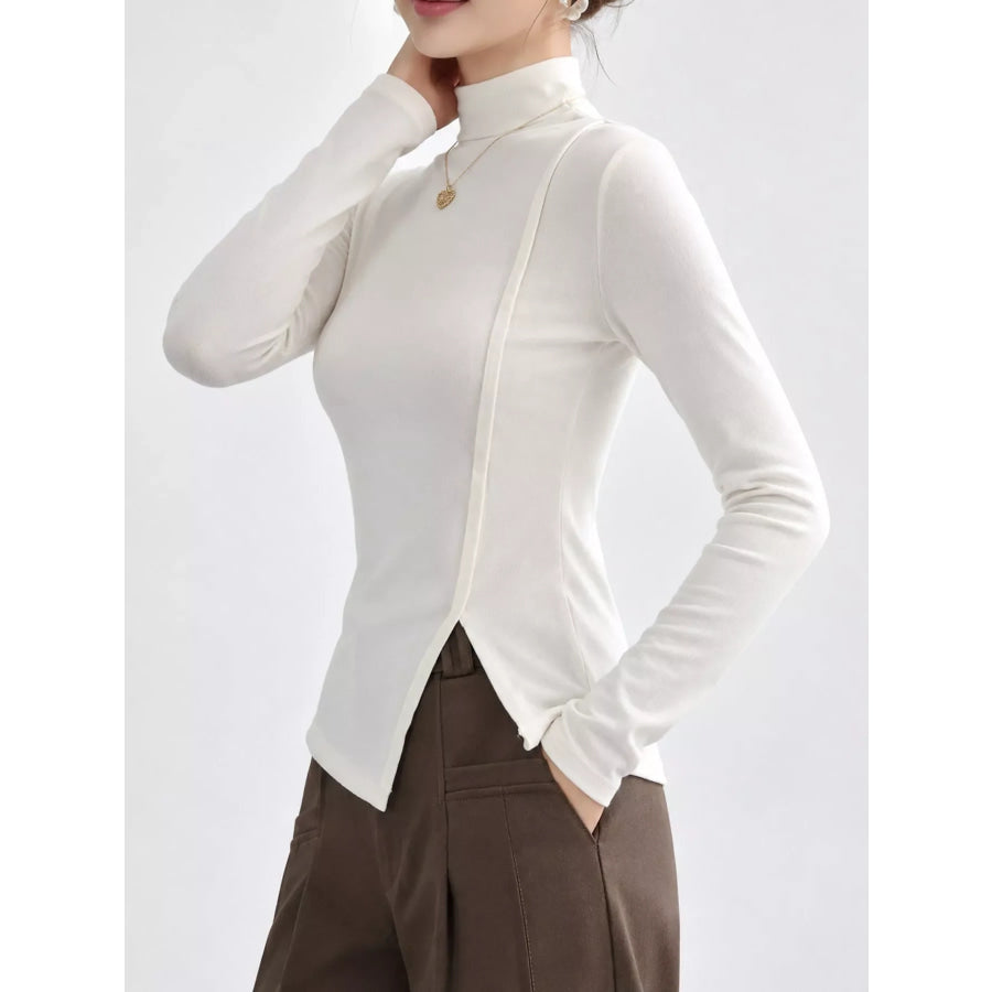Mock Neck Long Sleeve T-Shirt Apparel and Accessories