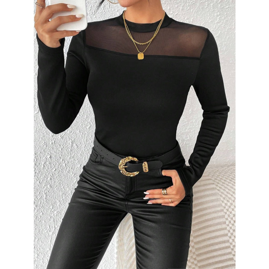 Mock Neck Long Sleeve T-Shirt Apparel and Accessories