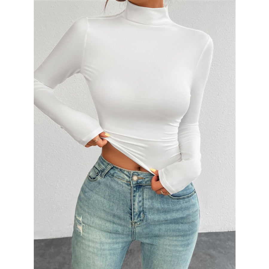 Mock Neck Long Sleeve T-Shirt Apparel and Accessories